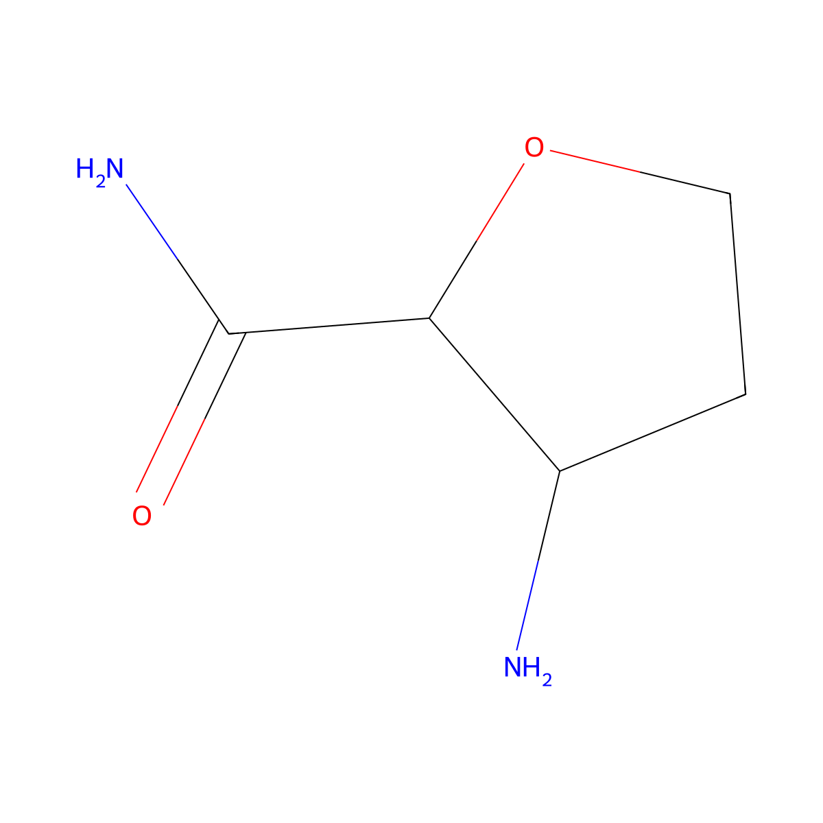rac-(2R,3S)-3-aminooxolane-2-carboxamide molecular structure, CAS 2271569-74-3