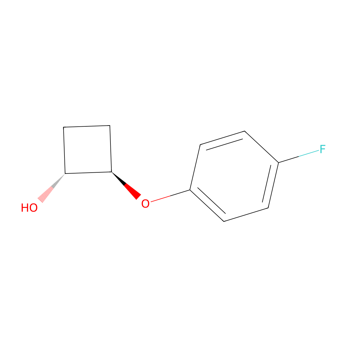 trans-2-(4-Fluorophenoxy)cyclobutan-1-ol molecular structure, CAS 2271606-67-6