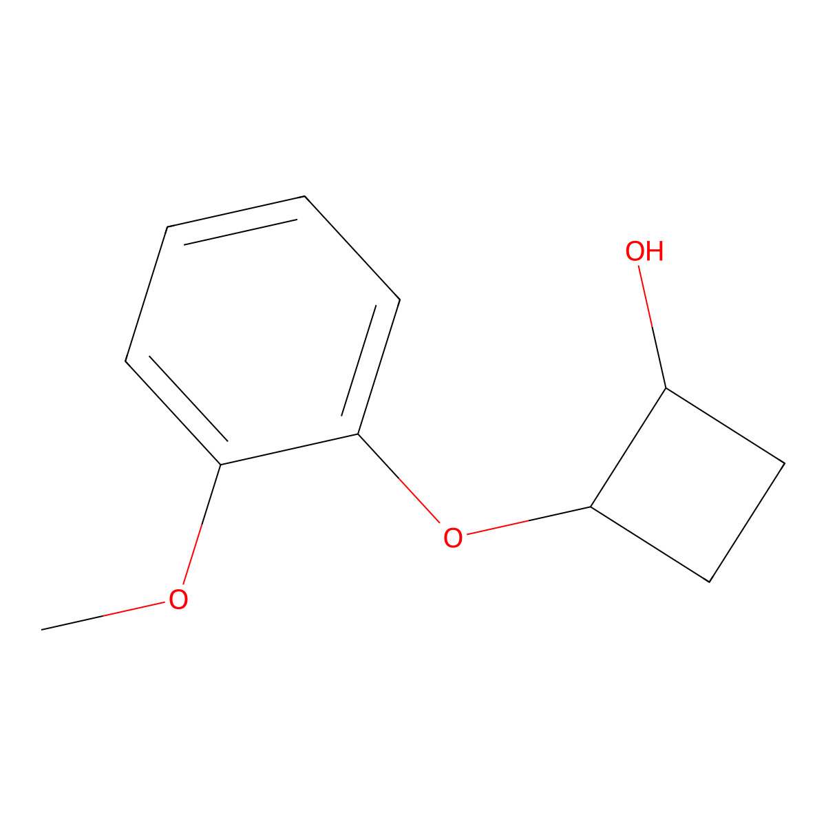 (1R,2R)-2-(2-methoxyphenoxy)cyclobutan-1-ol molecular structure, CAS 2271651-81-9