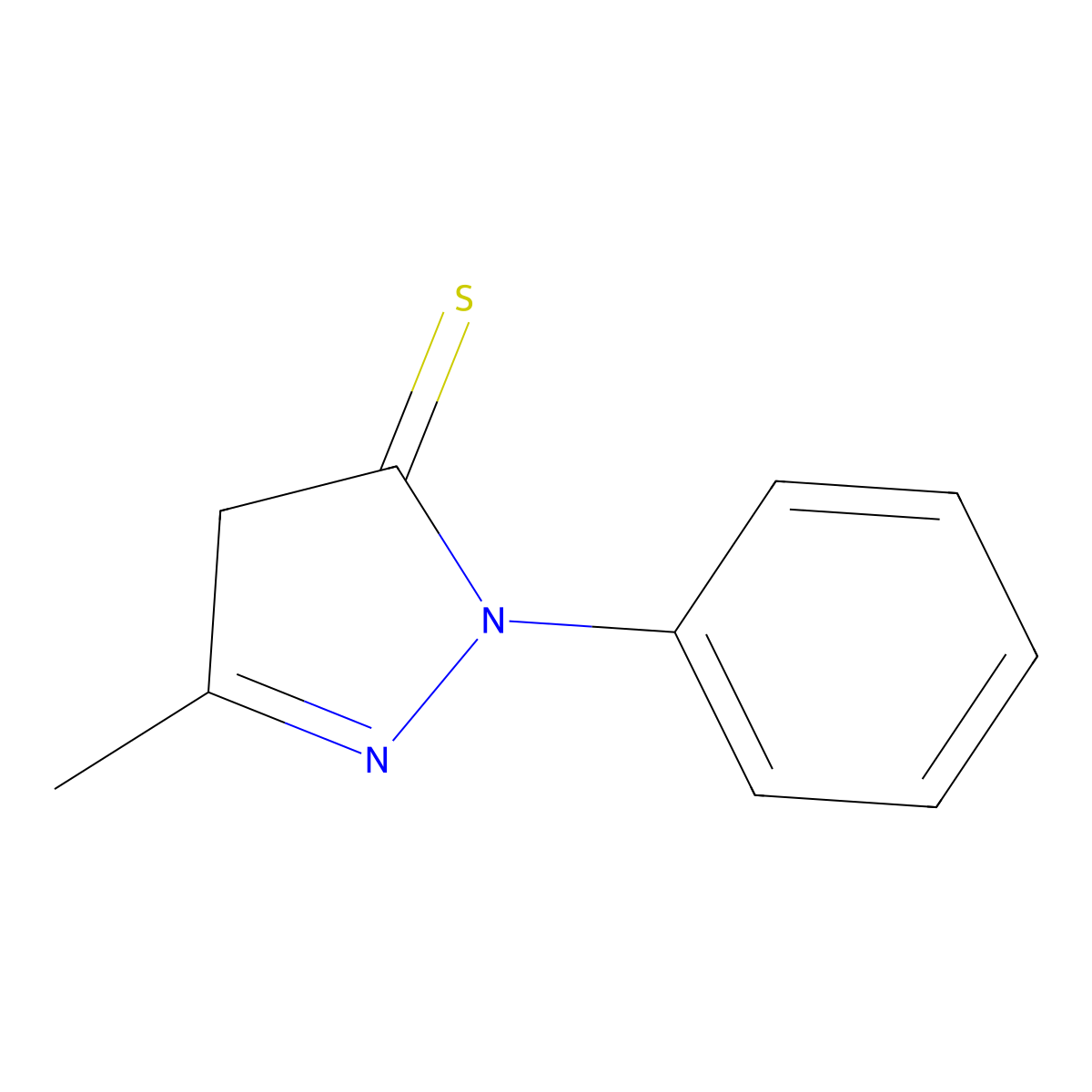 5-Methyl-2-phenyl-2,4-dihydro-3H-pyrazole-3-thione molecular structure, CAS 22717-42-6