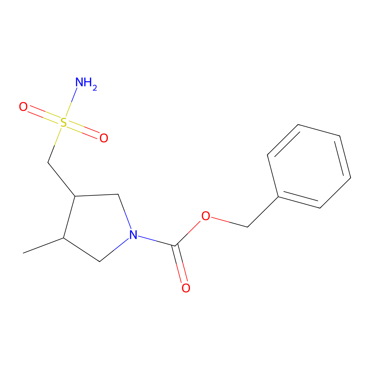 rac-benzyl (3R,4R)-3-methyl-4-(sulfamoylmethyl)pyrrolidine-1-carboxylate molecular structure, CAS 2272065-65-1