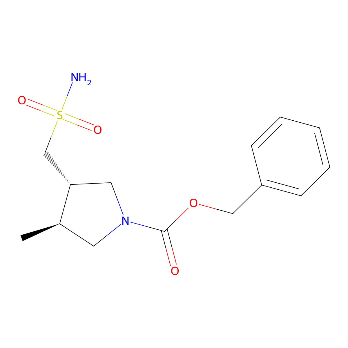 rac-benzyl (3R,4R)-3-methyl-4-(sulfamoylmethyl)pyrrolidine-1-carboxylate molecular structure, CAS 2272065-65-1