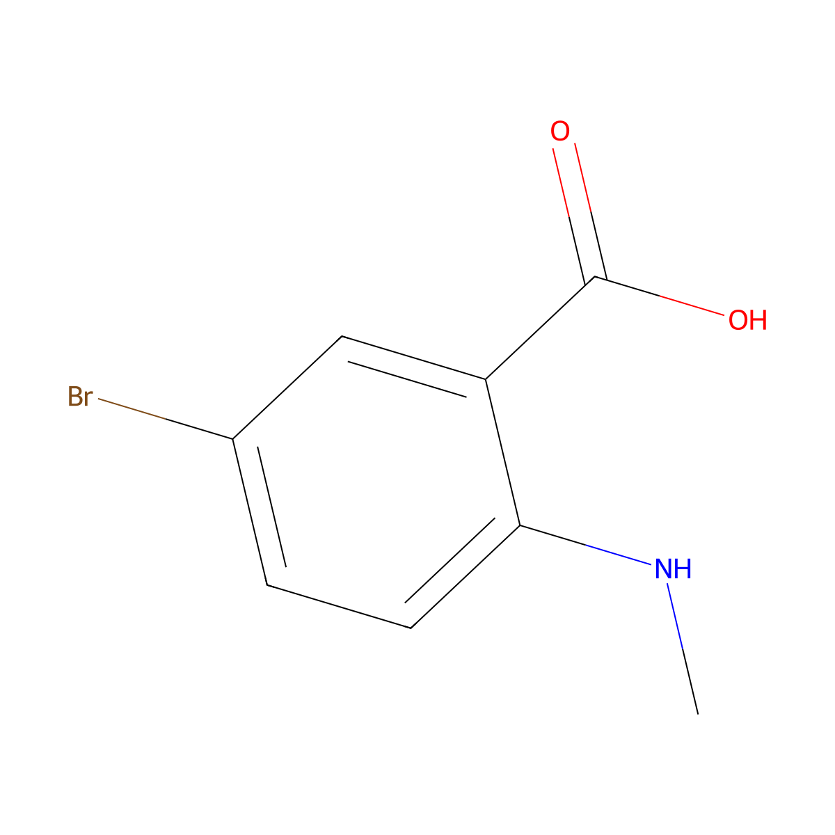 5-Bromo-2-(methylamino)benzoic acid molecular structure, CAS 22721-16-0