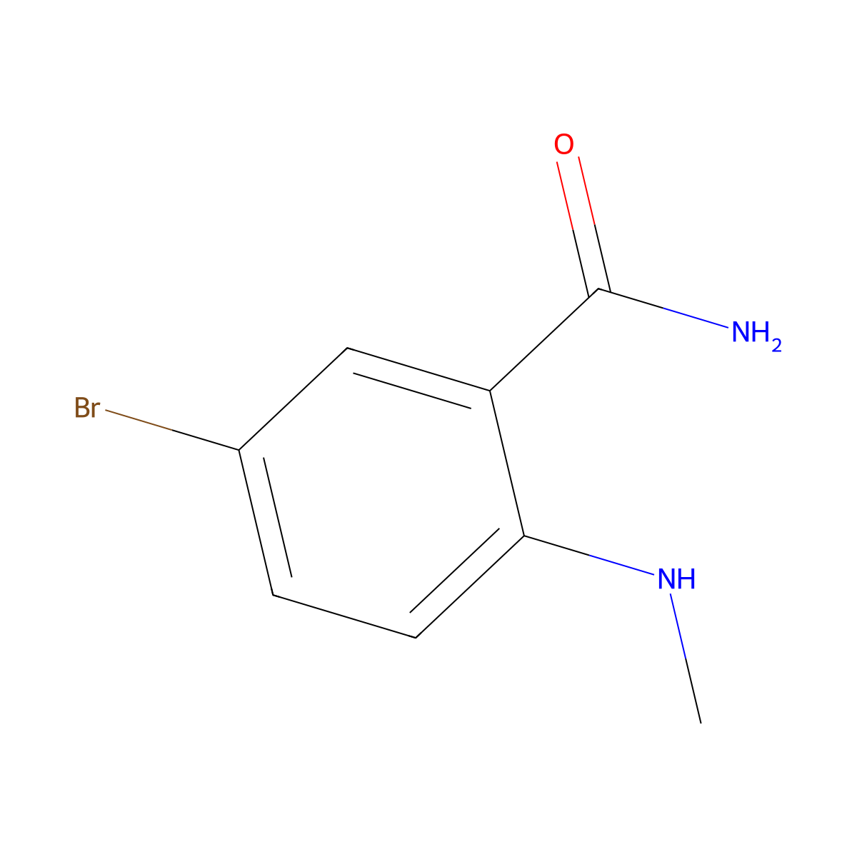 5-Bromo-2-(methylamino)benzamide molecular structure, CAS 22721-18-2