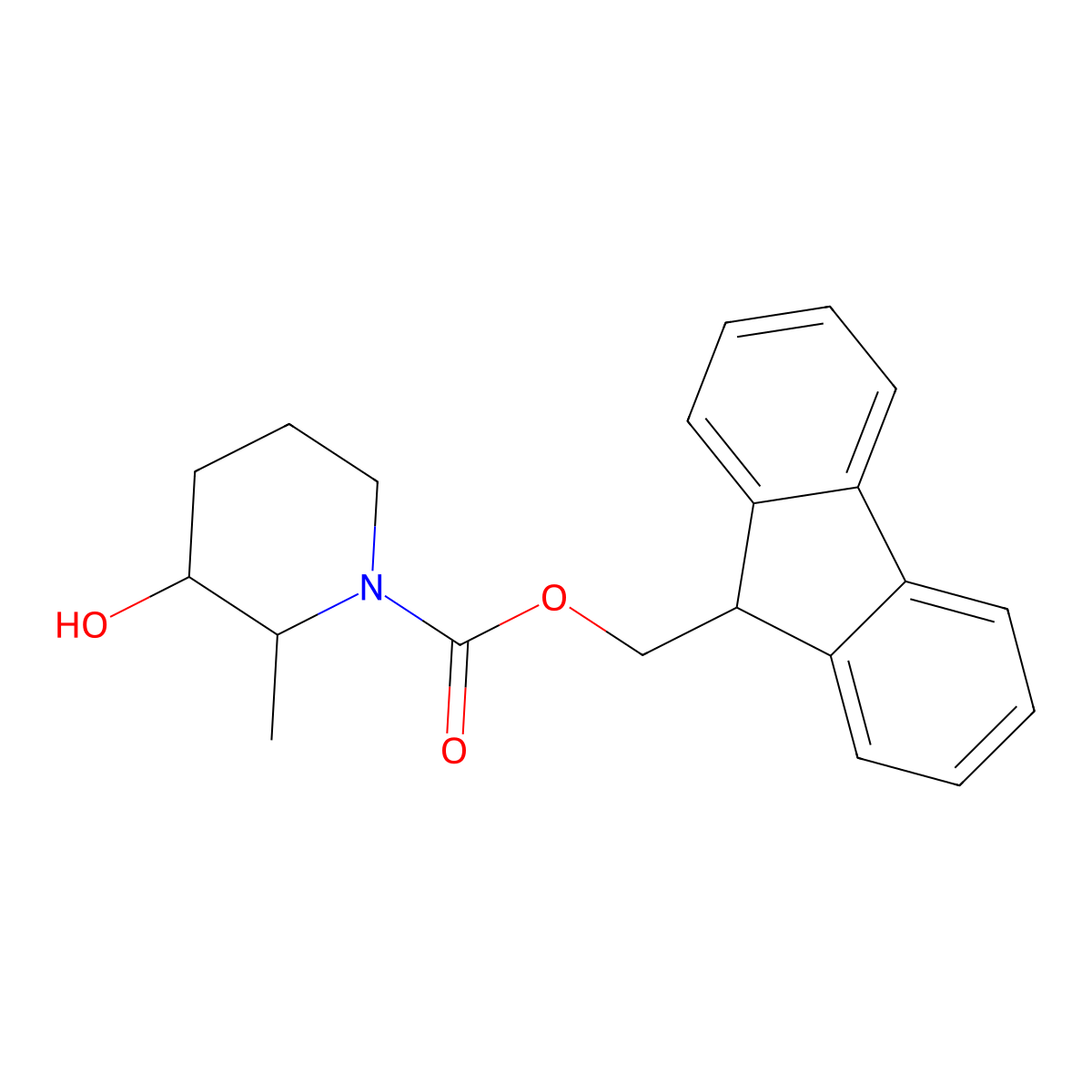 rac-(9H-fluoren-9-yl)methyl (2R,3R)-3-hydroxy-2-methylpiperidine-1-carboxylate molecular structure, CAS 2272126-98-2