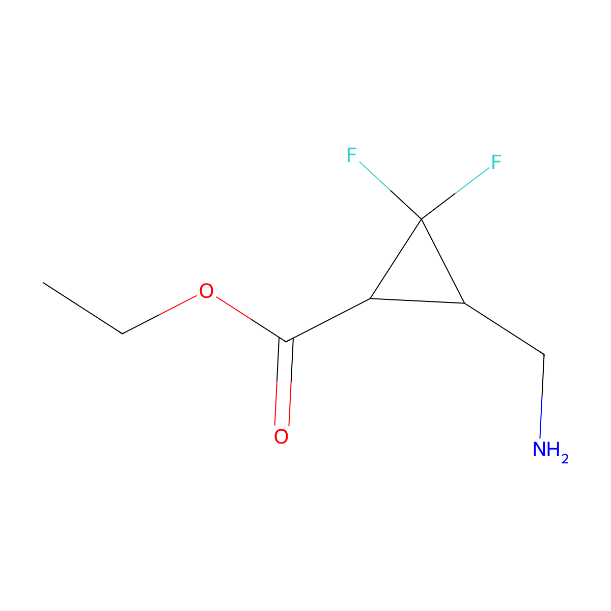 rac-ethyl (1R,3S)-3-(aminomethyl)-2,2-difluorocyclopropane-1-carboxylate molecular structure, CAS 2272163-91-2