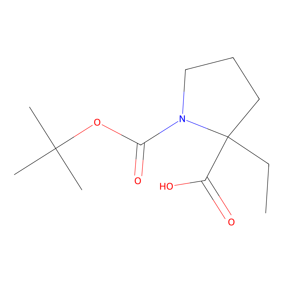 (S)-1-(tert-Butoxycarbonyl)-2-ethylpyrrolidine-2-carboxylic acid molecular structure, CAS 2272518-88-2