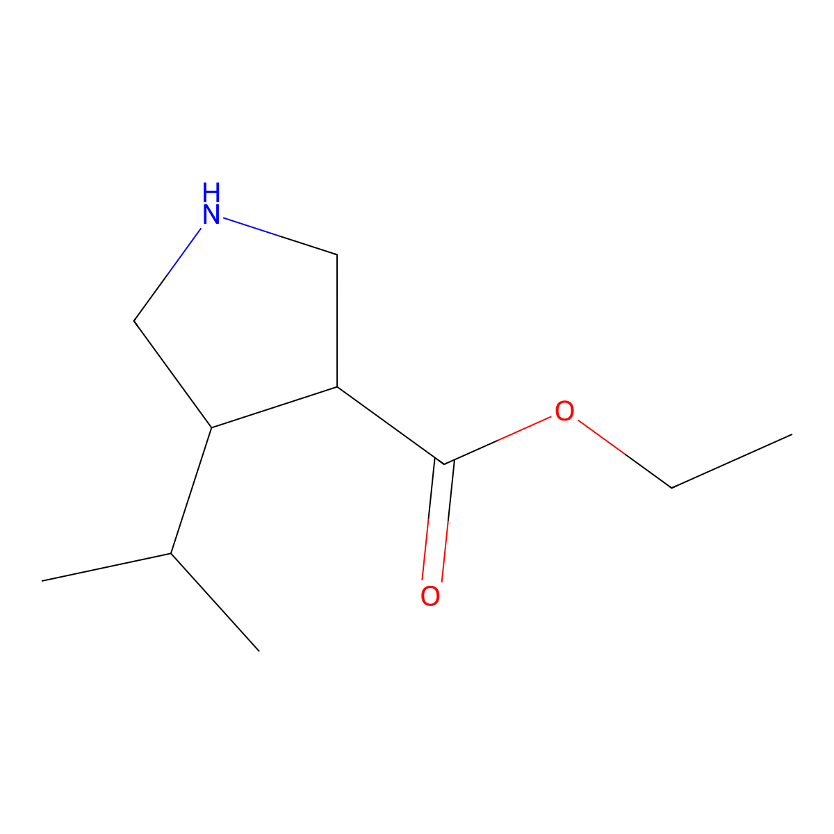 rac-ethyl (3R,4R)-4-(propan-2-yl)pyrrolidine-3-carboxylate molecular structure, CAS 2272533-13-6