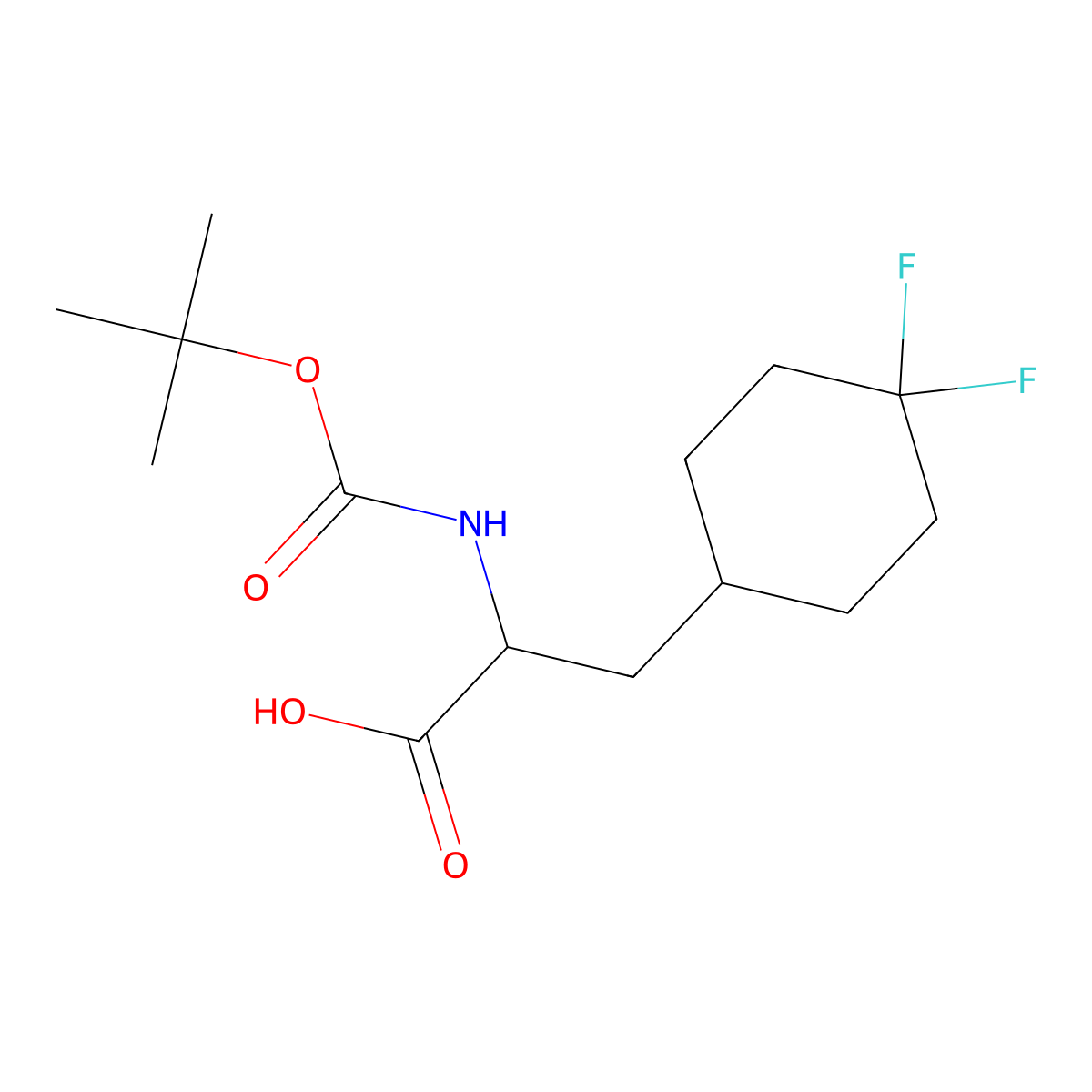 (2R)-2-(((tert-butoxy)carbonyl)amino)-3-(4,4-difluorocyclohexyl)propanoic acid molecular structure, CAS 2272540-24-4