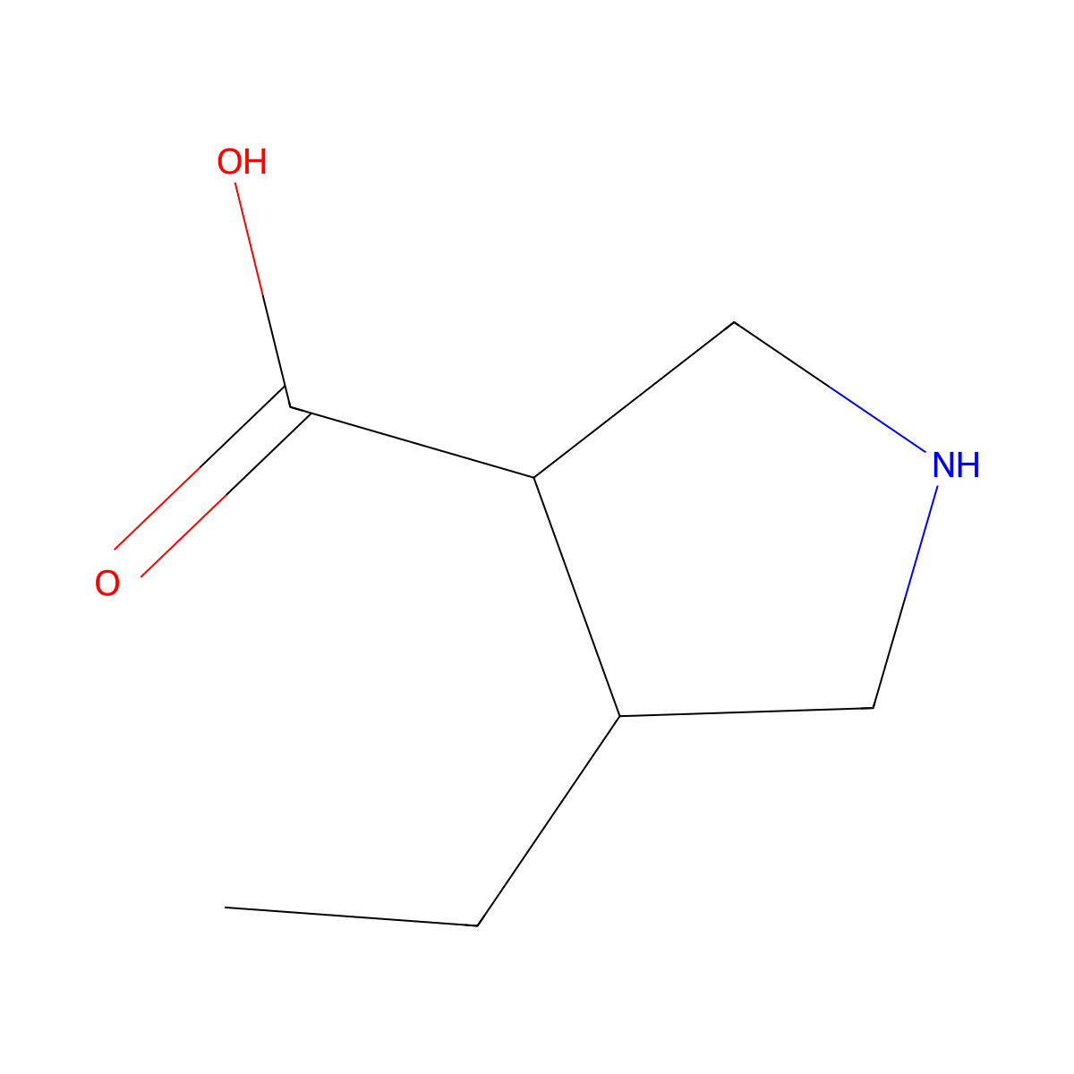 rac-(3R,4R)-4-ethylpyrrolidine-3-carboxylic acid molecular structure, CAS 2272573-13-2