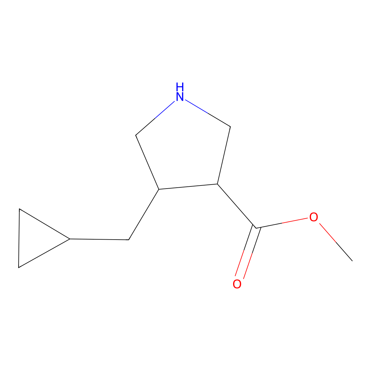 rac-methyl (3R,4R)-4-(cyclopropylmethyl)pyrrolidine-3-carboxylate molecular structure, CAS 2272587-96-7