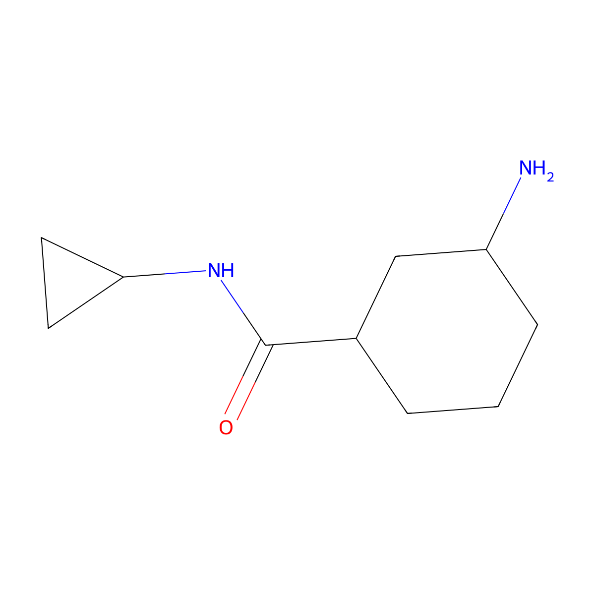 rac-(1R,3S)-3-amino-N-cyclopropylcyclohexane-1-carboxamide,cis molecular structure, CAS 2272588-97-1