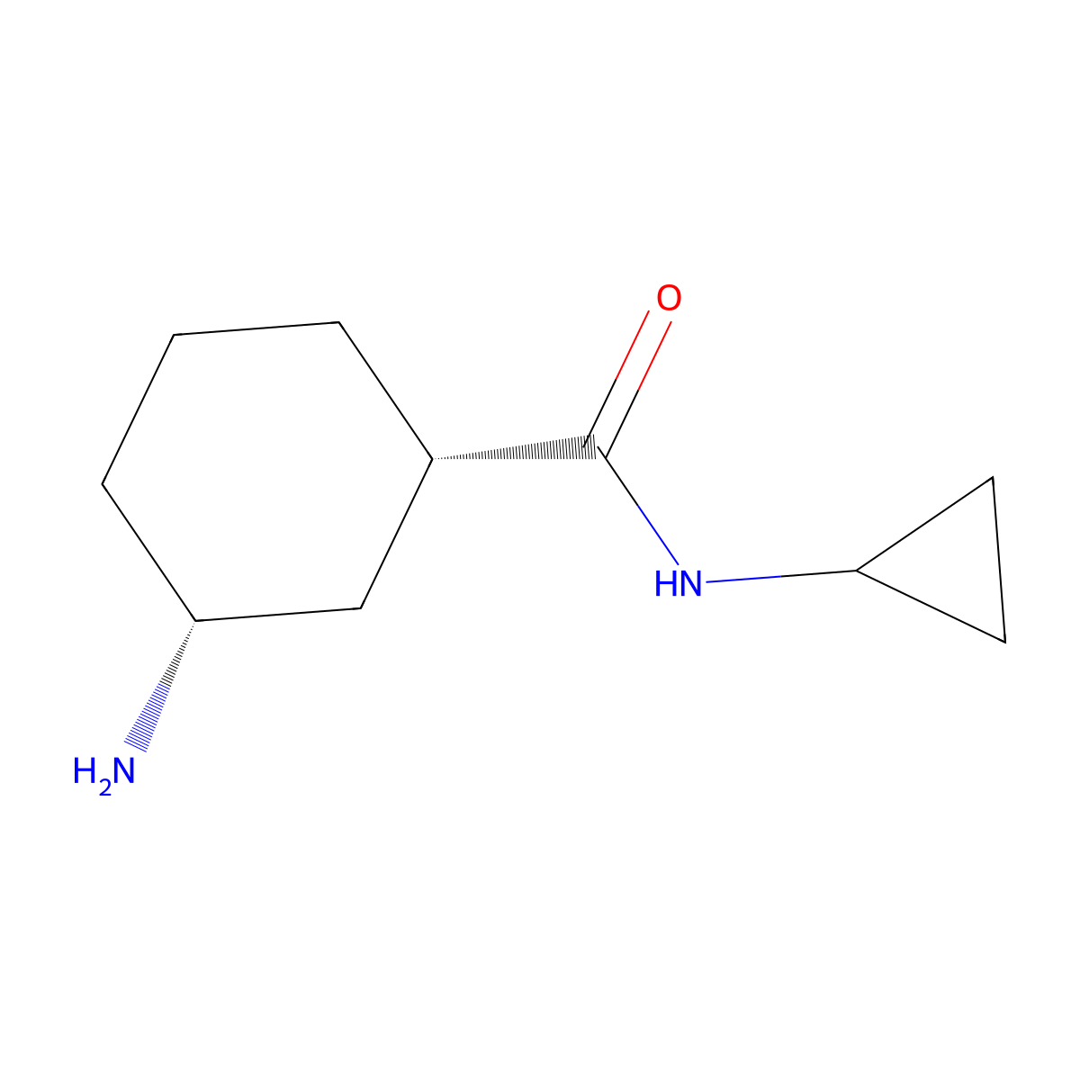 rac-(1R,3S)-3-amino-N-cyclopropylcyclohexane-1-carboxamide,cis molecular structure, CAS 2272588-97-1