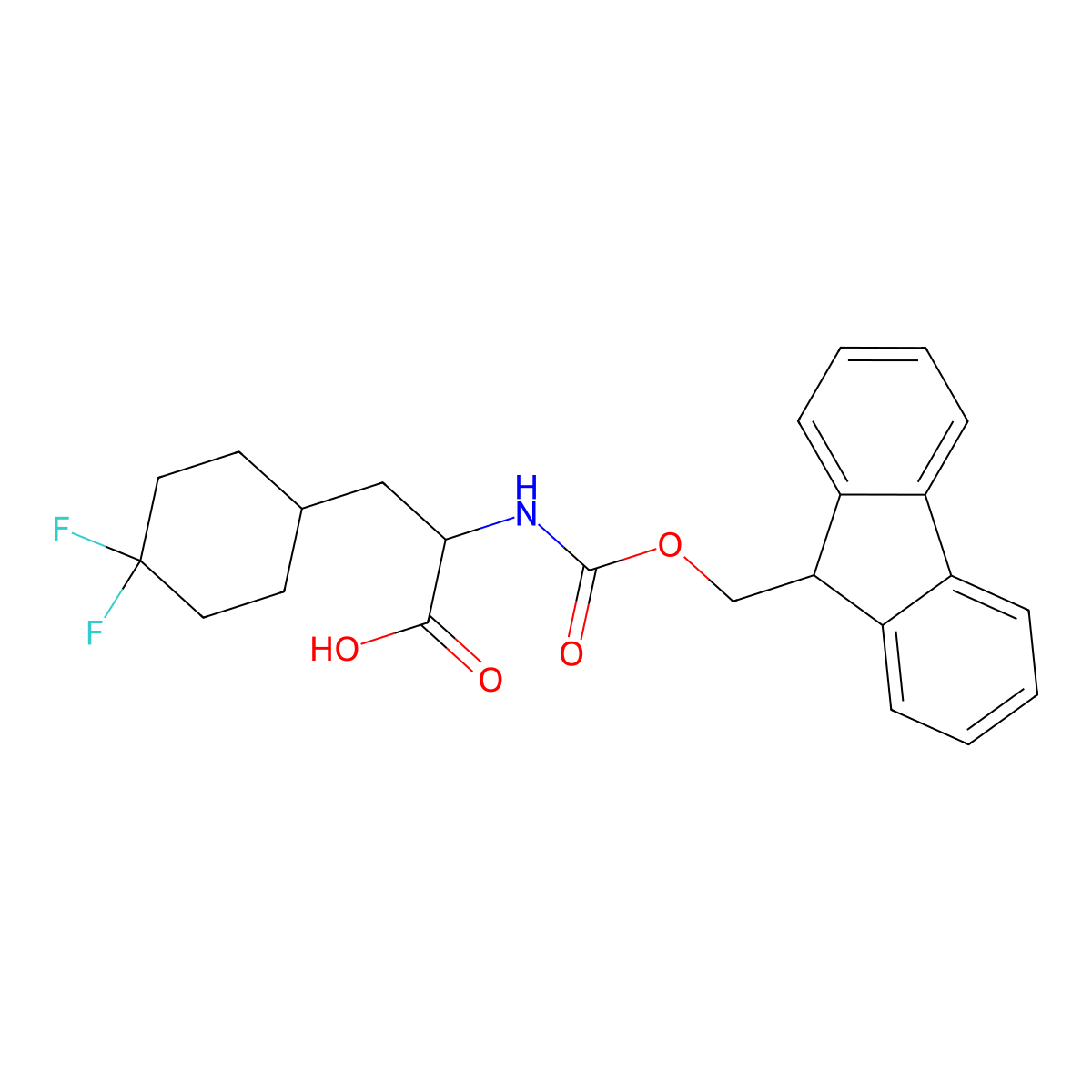 (2R)-3-(4,4-difluorocyclohexyl)-2-({[(9H-fluoren-9-yl)methoxy]carbonyl}amino)propanoic acid molecular structure, CAS 2272629-10-2