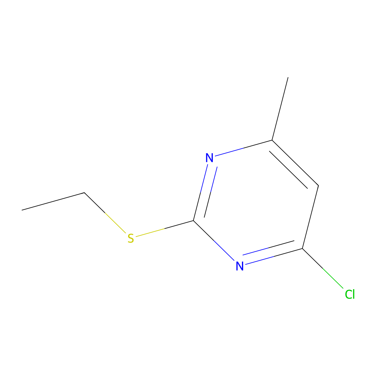 4-Chloro-2-ethylthio-6-methylpyrimidine molecular structure, CAS 22727-18-0