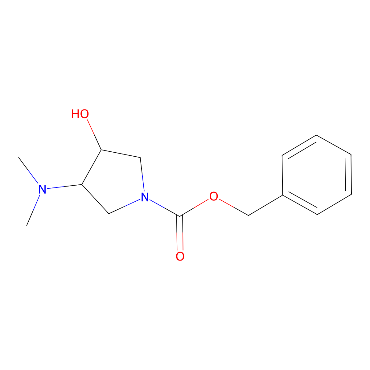 rac-benzyl (3R,4R)-3-(dimethylamino)-4-hydroxypyrrolidine-1-carboxylate molecular structure, CAS 2272718-39-3