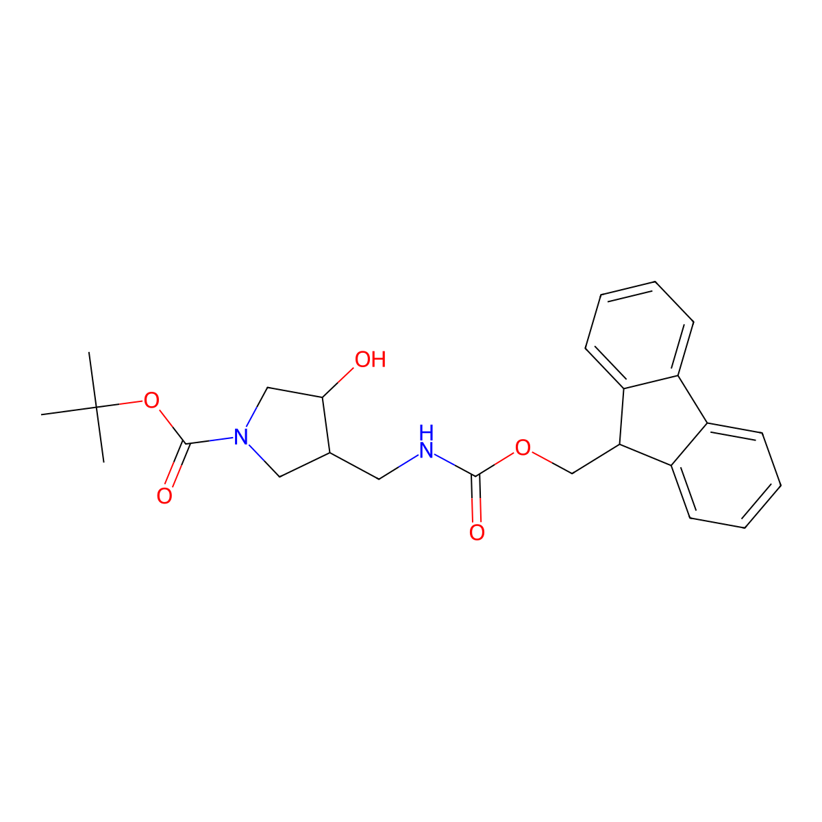 rac-tert-butyl (3R,4R)-3-[({[(9H-fluoren-9-yl)methoxy]carbonyl}amino)methyl]-4-hydroxypyrrolidine-1-carboxylate molecular structure, CAS 2272750-96-4