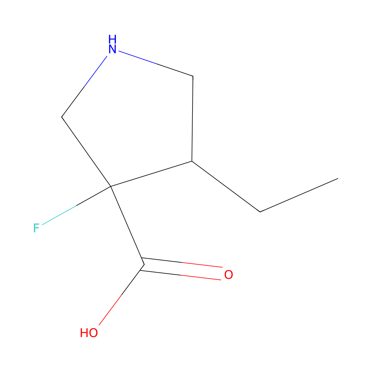 rac-(3R,4R)-4-ethyl-3-fluoropyrrolidine-3-carboxylic acid molecular structure, CAS 2272772-71-9