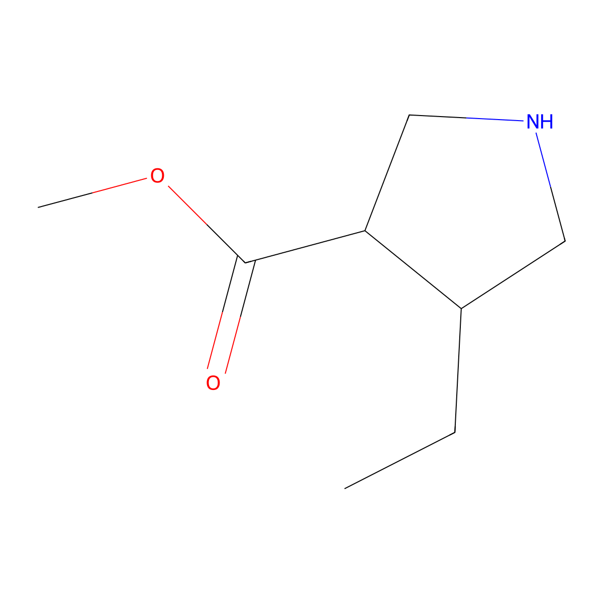 rac-methyl (3R,4R)-4-ethylpyrrolidine-3-carboxylate molecular structure, CAS 2272791-39-4