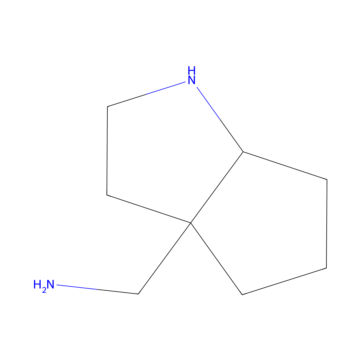 rac-[(3aR,6aR)-octahydrocyclopenta[b]pyrrol-3a-yl]methanamine molecular structure, CAS 2272796-14-0