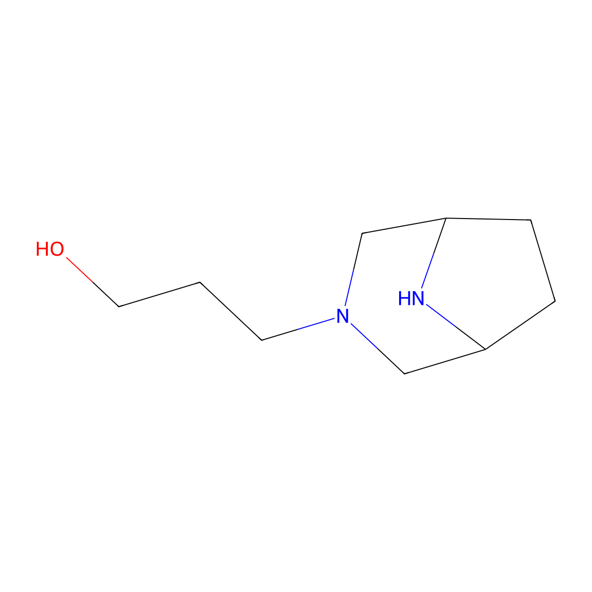 3-(3,8-Diazabicyclo[3.2.1]octan-3-yl)propan-1-ol molecular structure, CAS 2272814-13-6