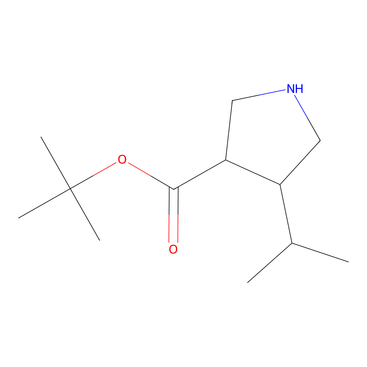 rac-tert-butyl (3R,4R)-4-(propan-2-yl)pyrrolidine-3-carboxylate molecular structure, CAS 2272839-06-0