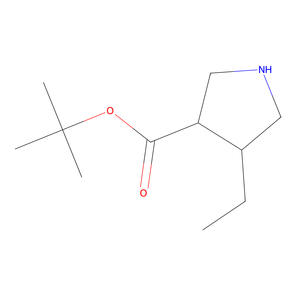rac-tert-butyl (3R,4R)-4-ethylpyrrolidine-3-carboxylate molecular structure, CAS 2272839-13-9