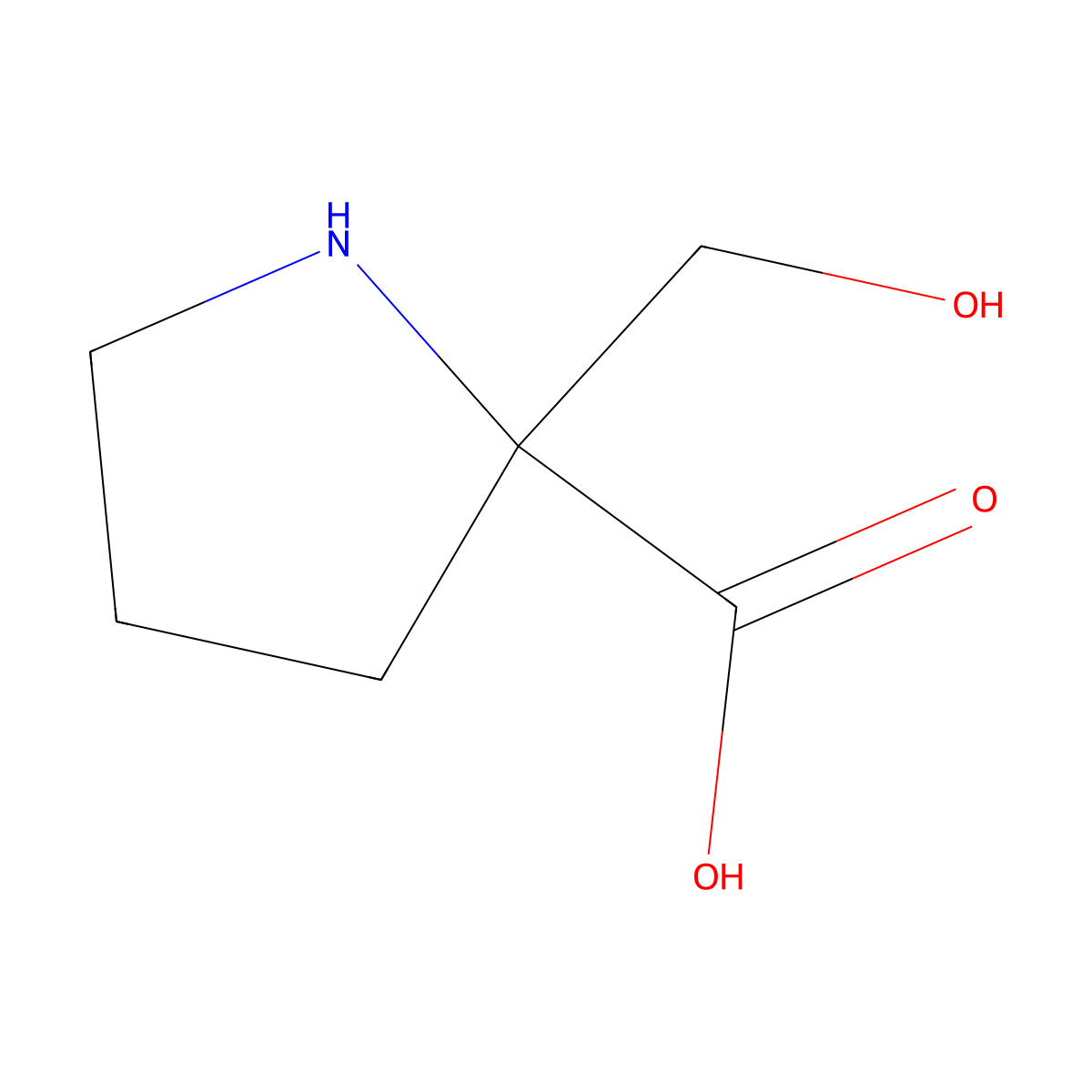 (2S)-2-(hydroxymethyl)pyrrolidine-2-carboxylic acid molecular structure, CAS 2272840-19-2