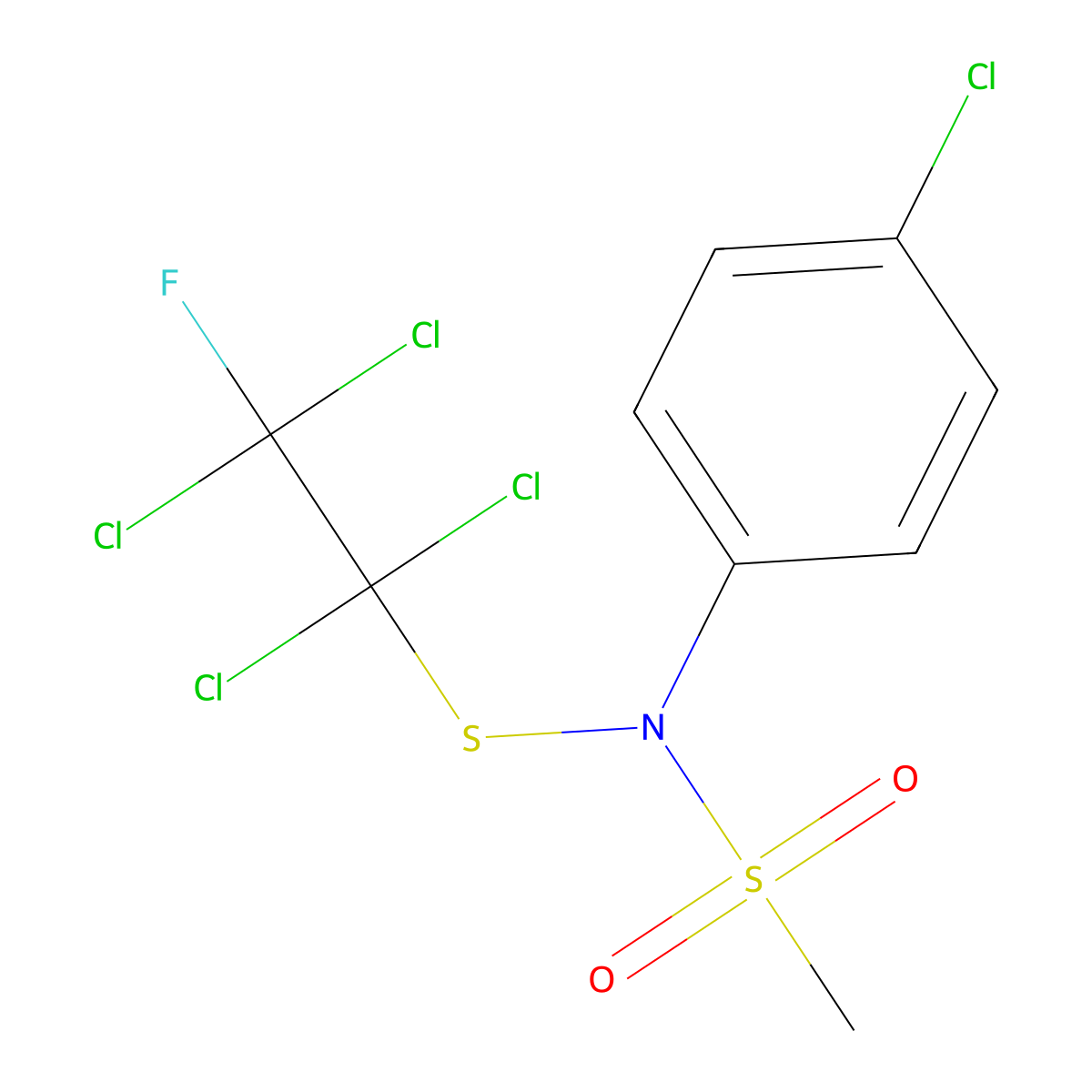 Methanesulfonamide, N-(p-chlorophenyl)-N-((1,1,2,2-tetrachloro-2-fluoroethyl)thio)- molecular structure, CAS 22729-74-4