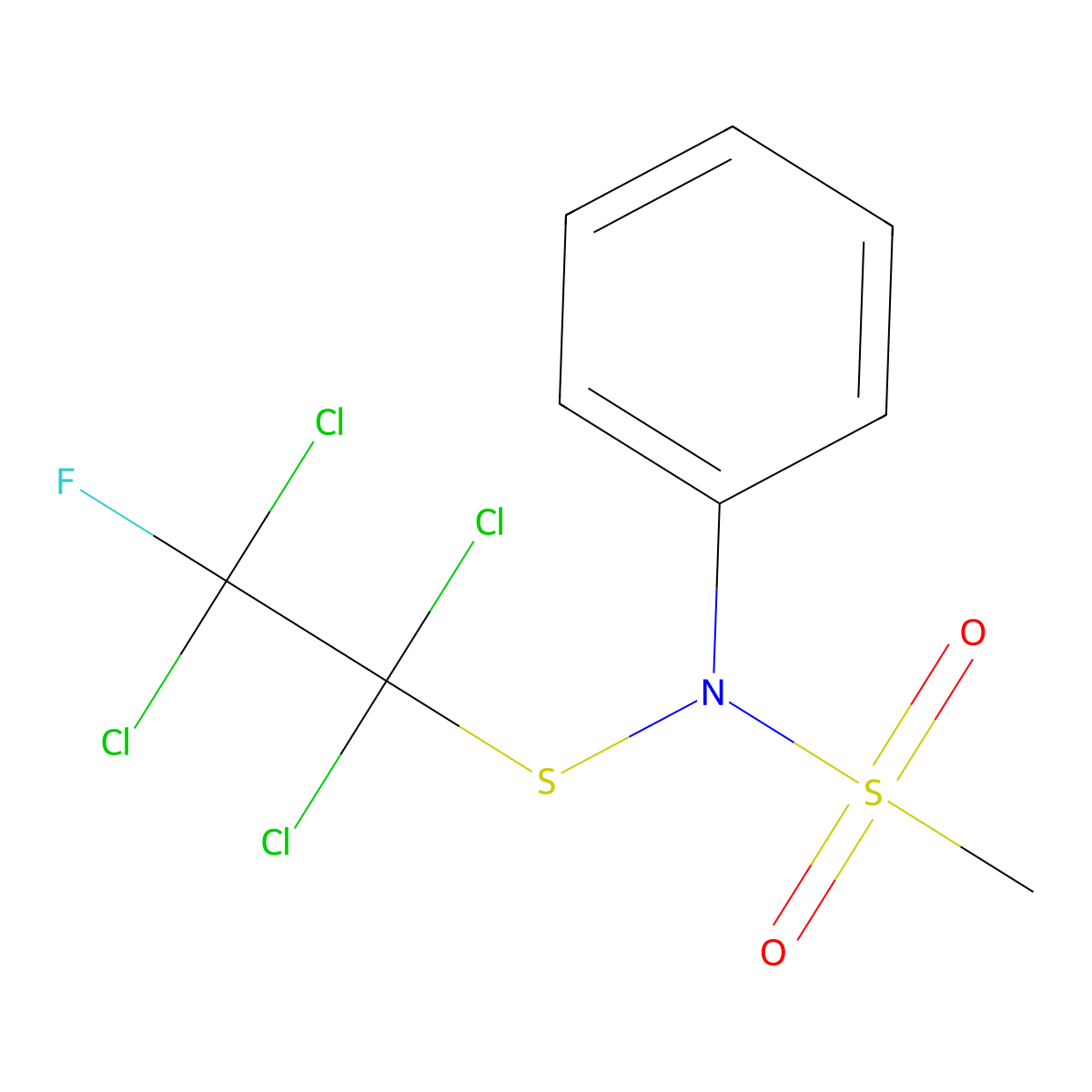 N-Phenyl-N-((1,1,2,2-tetrachloro-2-fluoroethyl)thio)methanesulfonamide molecular structure, CAS 22729-75-5