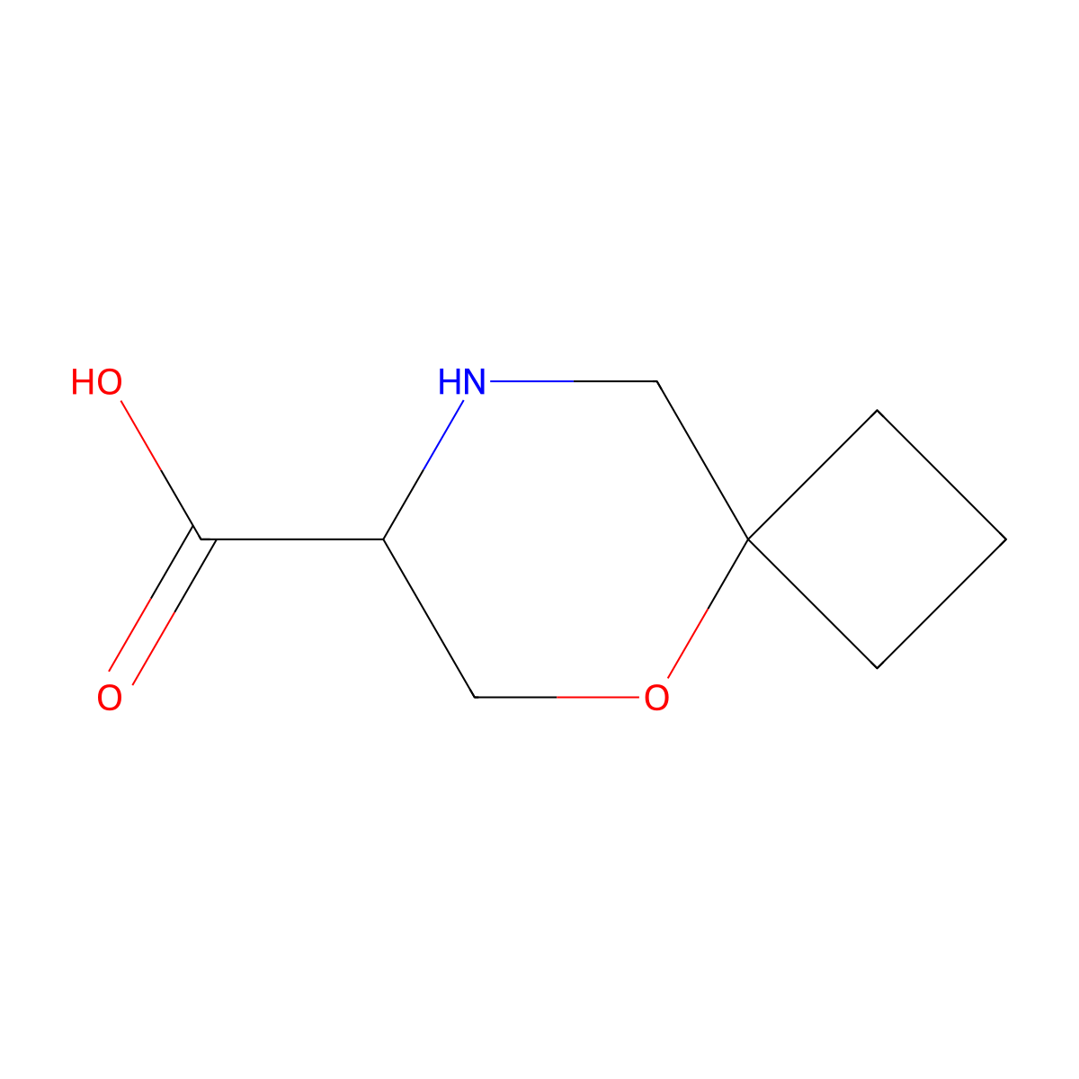 5-Oxa-8-azaspiro[3.5]nonane-7-carboxylic acid molecular structure, CAS 2272954-10-4