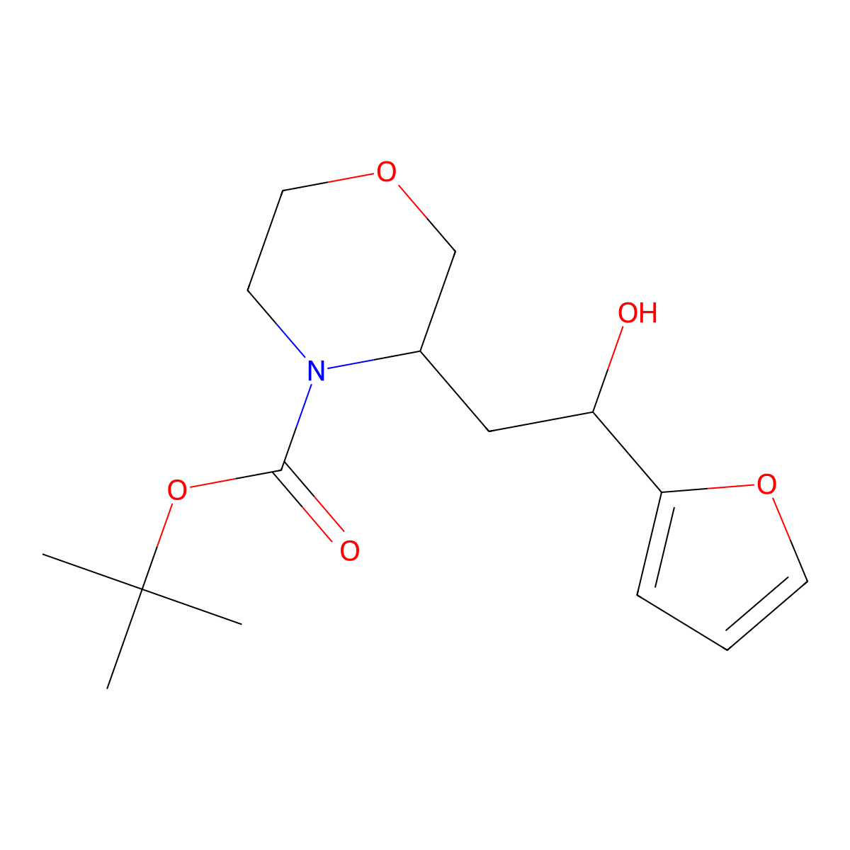 Tert-butyl 3-[2-(furan-2-yl)-2-hydroxyethyl]morpholine-4-carboxylate molecular structure, CAS 2273018-41-8