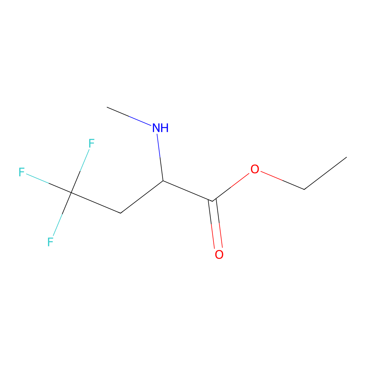 Ethyl 4,4,4-trifluoro-2-(methylamino)butanoate molecular structure, CAS 2273048-89-6