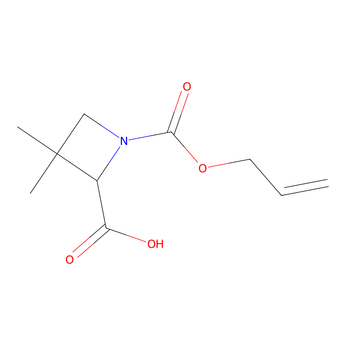 3,3-Dimethyl-1-[(prop-2-en-1-yloxy)carbonyl]azetidine-2-carboxylic acid molecular structure, CAS 2273099-67-3