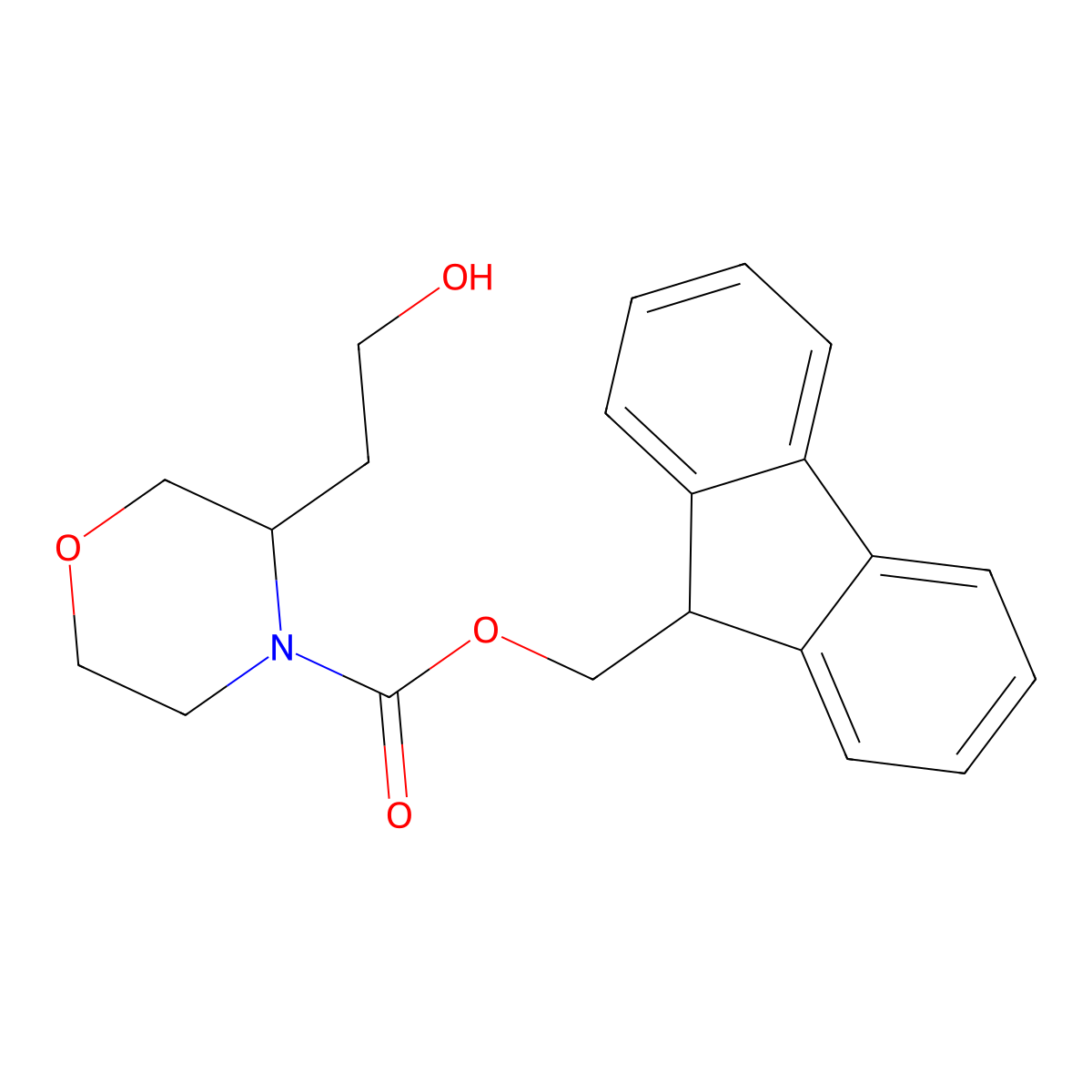 (9H-fluoren-9-yl)methyl 3-(2-hydroxyethyl)morpholine-4-carboxylate molecular structure, CAS 2273166-19-9