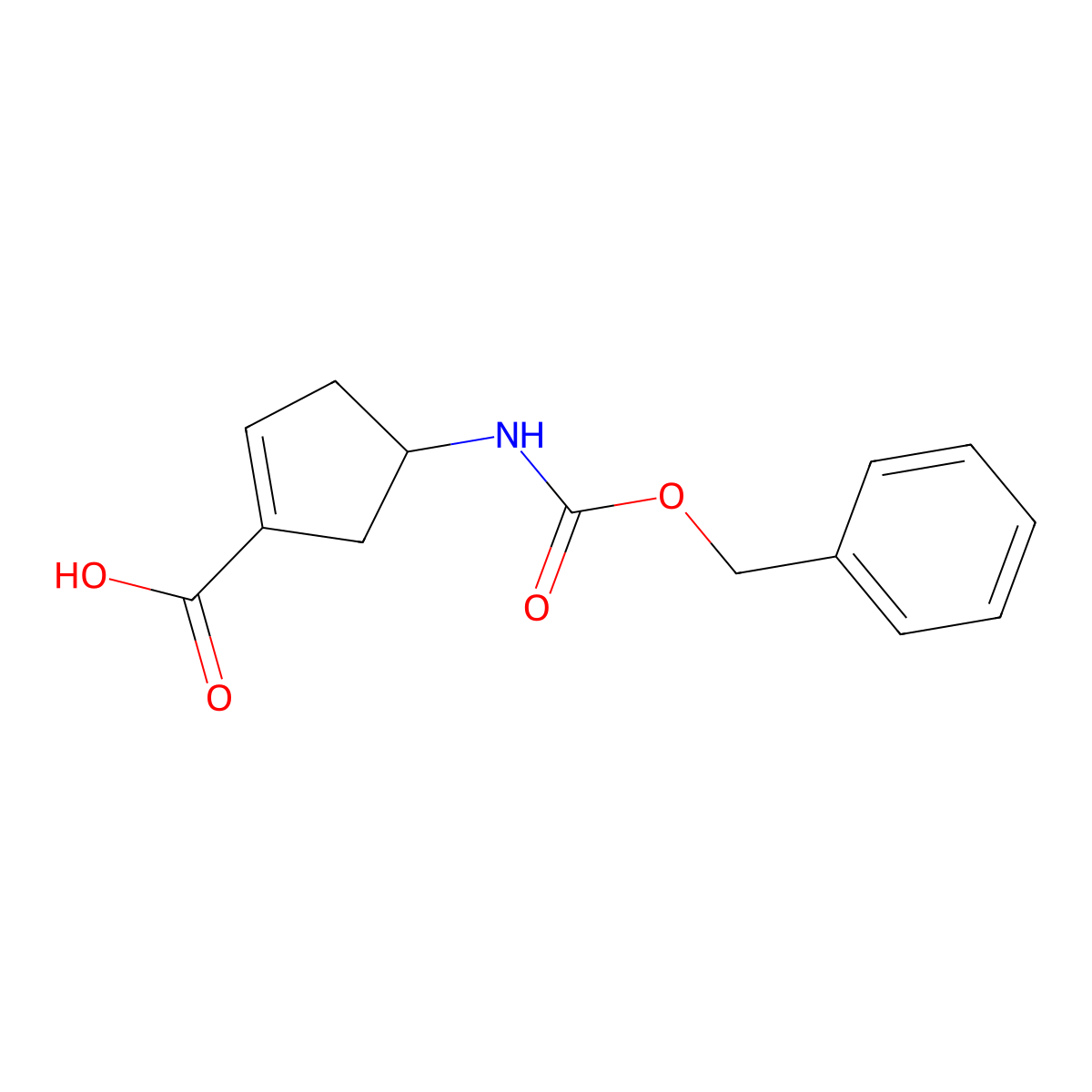 4-{[(Benzyloxy)carbonyl]amino}cyclopent-1-ene-1-carboxylic acid molecular structure, CAS 2273176-39-7