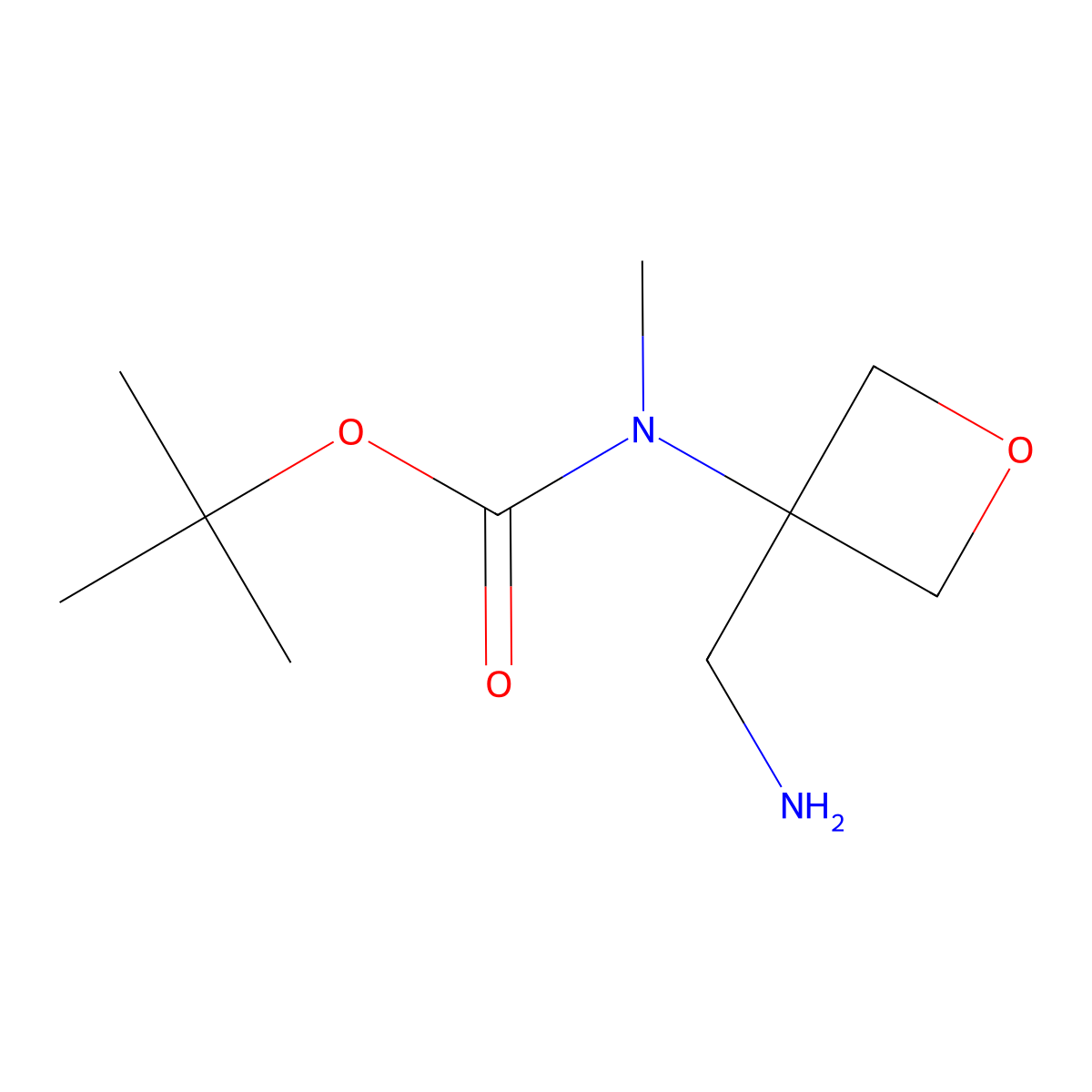 tert-Butyl N-[3-(aminomethyl)oxetan-3-yl]-N-methylcarbamate molecular structure, CAS 2273191-73-2