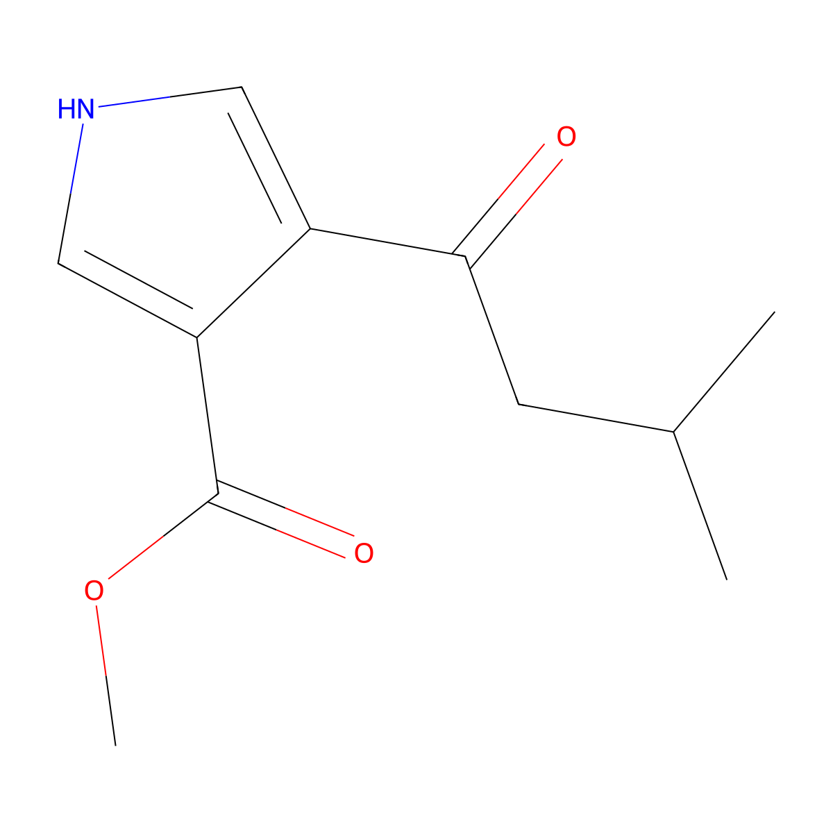 methyl 4-(3-methylbutanoyl)-1H-pyrrole-3-carboxylate molecular structure, CAS 227321-68-8