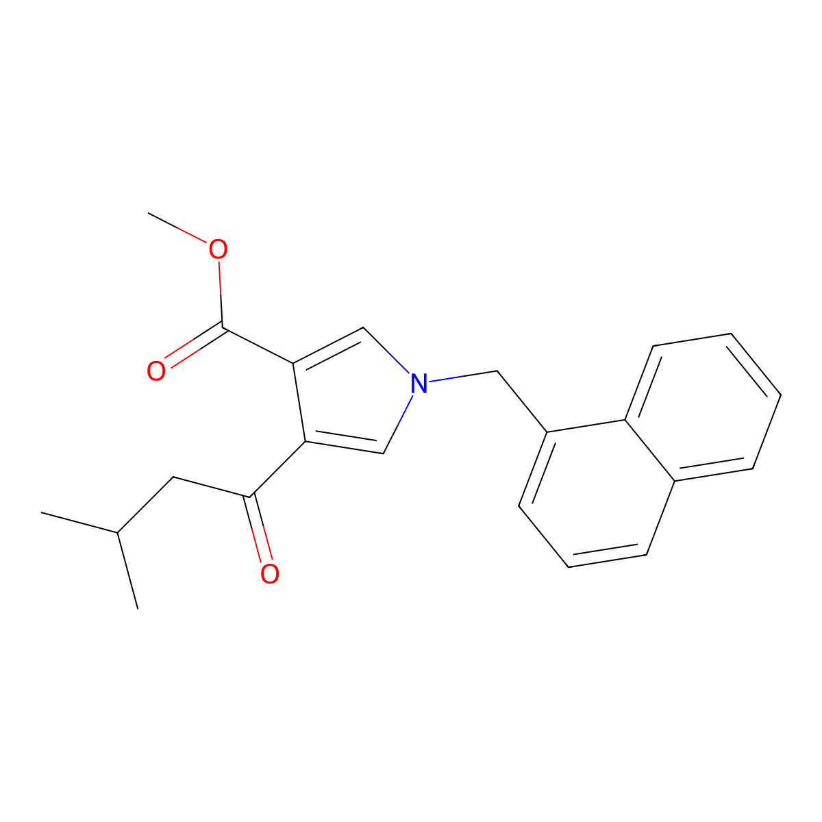 Methyl 4-(3-methyl-1-oxobutyl)-1-(1-naphthalenylmethyl)-1H-pyrrole-3-carboxylate molecular structure, CAS 227321-69-9