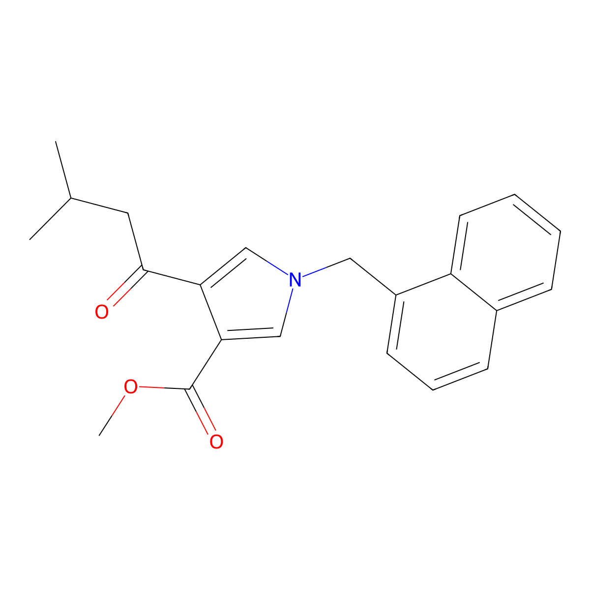 Methyl 4-(3-methyl-1-oxobutyl)-1-(1-naphthalenylmethyl)-1H-pyrrole-3-carboxylate molecular structure, CAS 227321-69-9
