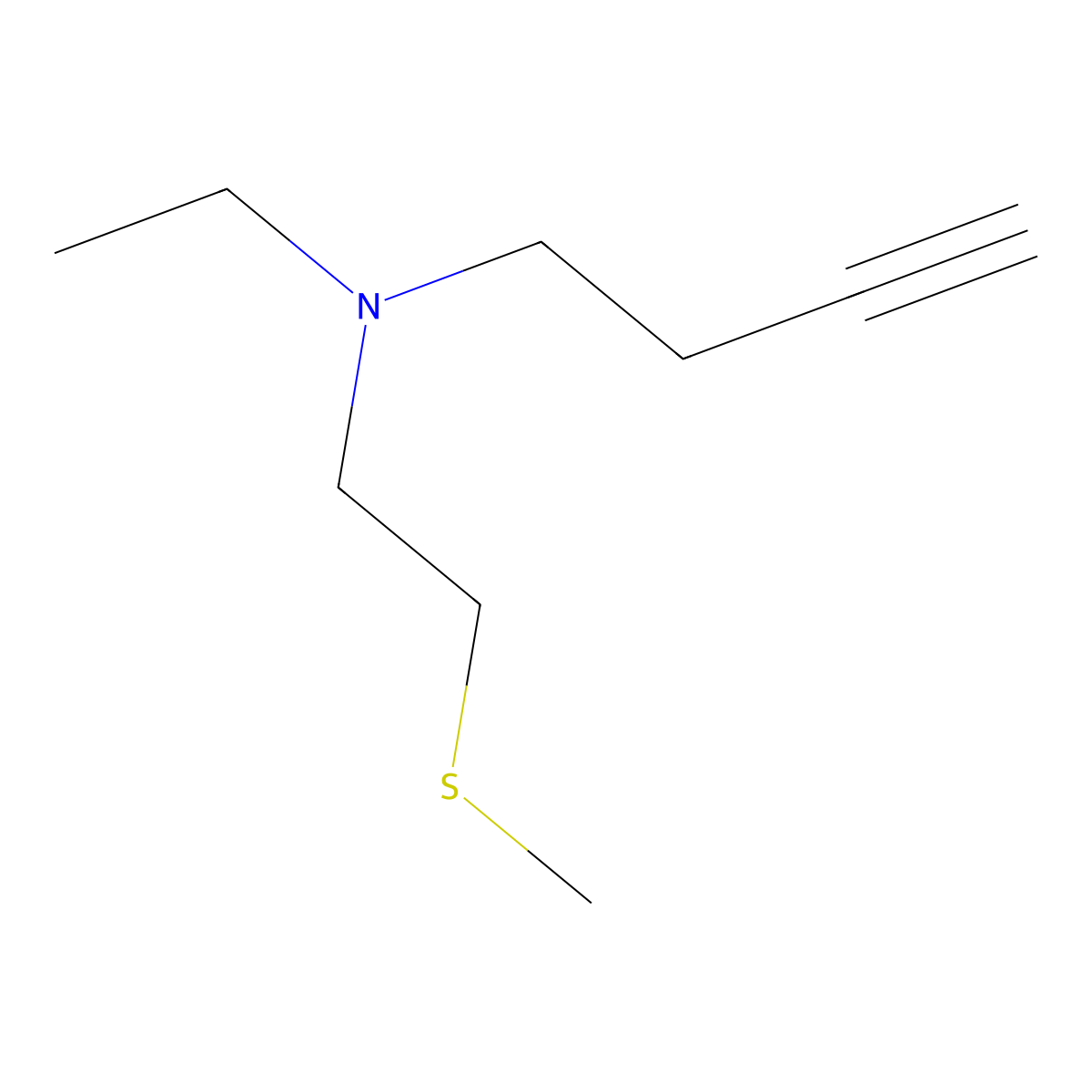 (But-3-yn-1-yl)(ethyl)[2-(methylsulfanyl)ethyl]amine molecular structure, CAS 2273242-39-8