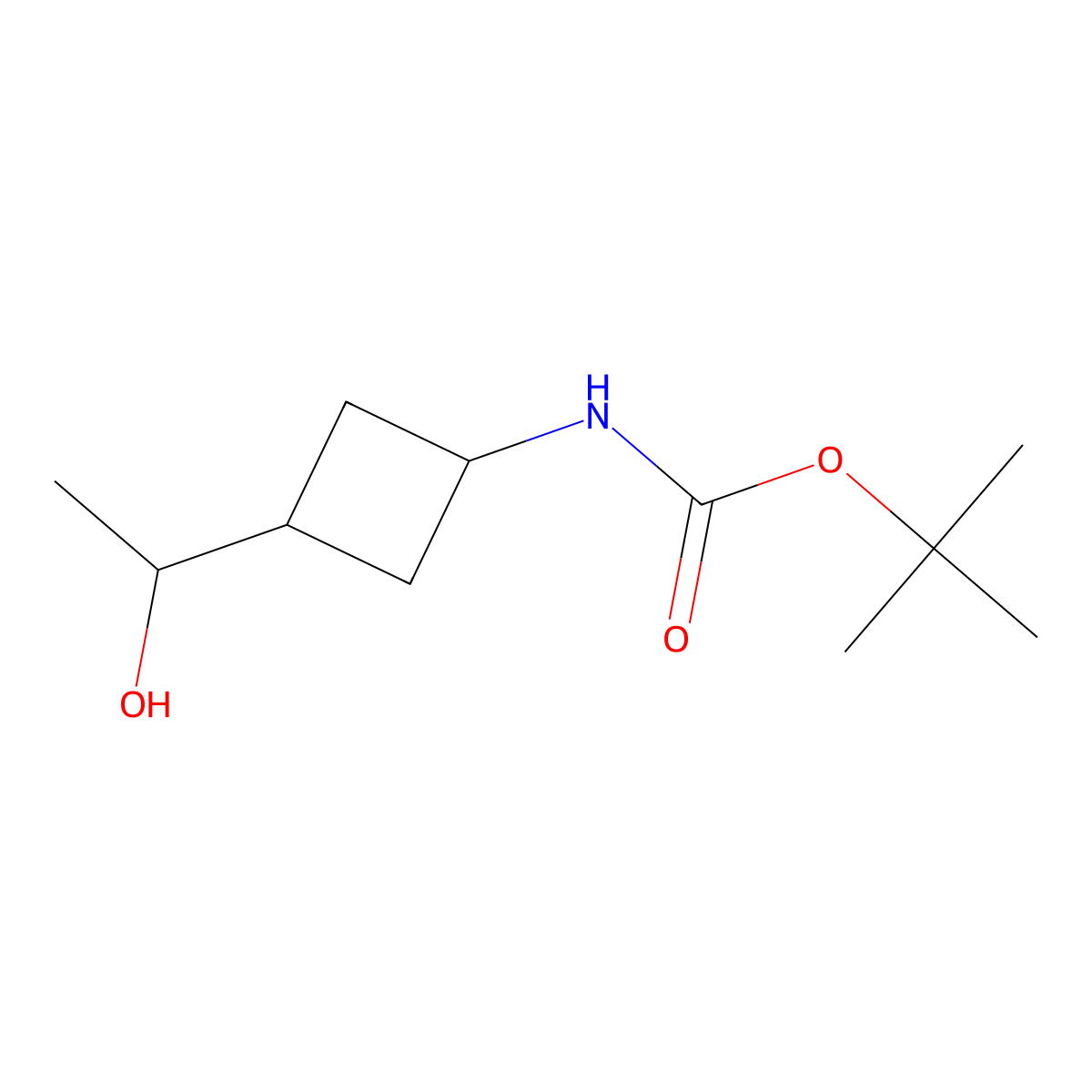 tert-butyl N-[3-(1-hydroxyethyl)cyclobutyl]carbamate molecular structure, CAS 2273272-91-4
