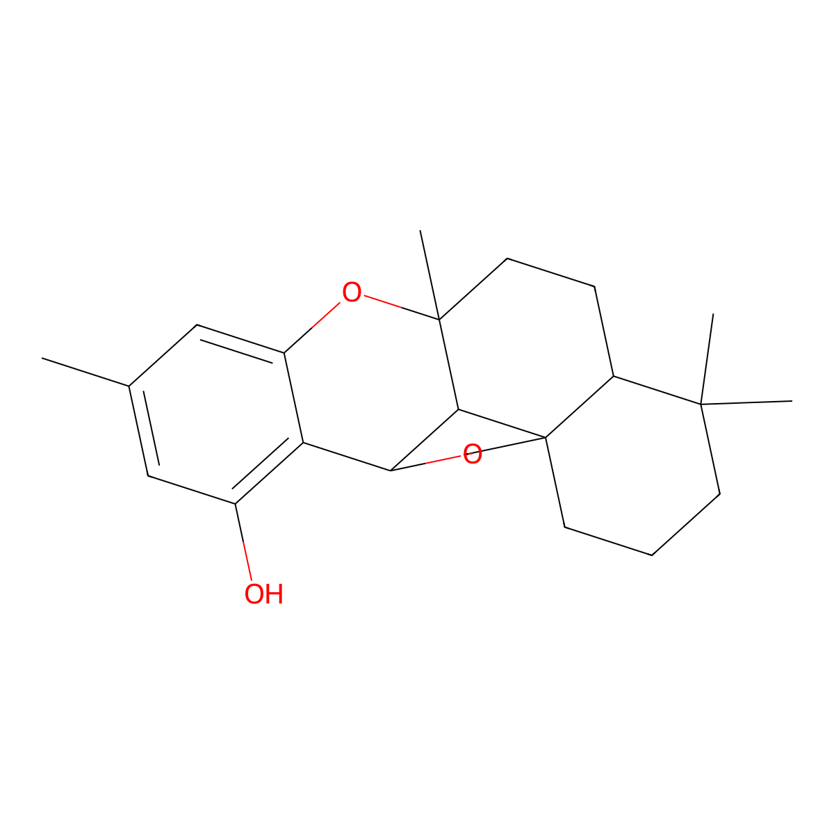 4,4,6a,9-Tetramethyl-1,2,3,4,4a,5,6,6a,11b,13b-decahydrobenzo[a]furo[2,3,4-mn]xanthen-11-ol molecular structure, CAS 22733-60-4