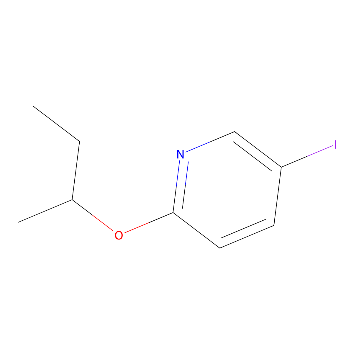 5-Iodo-2-(1-methylpropoxy)pyridine molecular structure, CAS 2273375-34-9