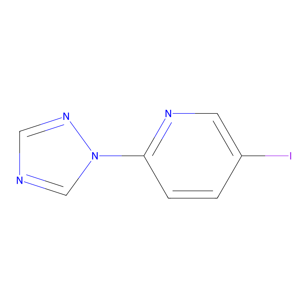 5-iodo-2-(1H-1,2,4-triazol-1-yl)pyridine molecular structure, CAS 2273382-74-2