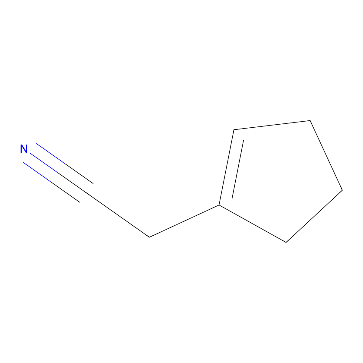Cyclopent-1-ene-1-acetonitrile molecular structure, CAS 22734-04-9