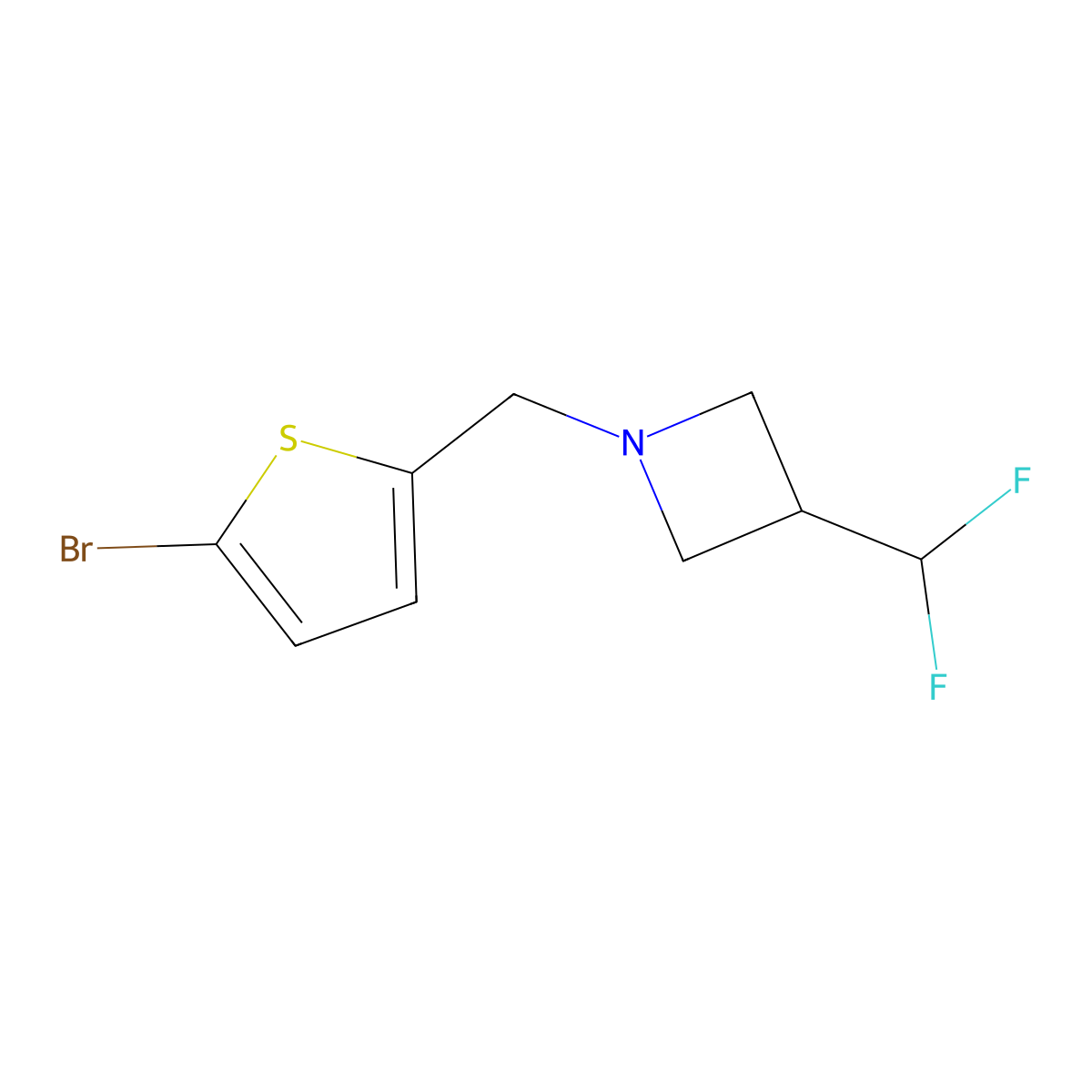 1-[(5-Bromothiophen-2-yl)methyl]-3-(difluoromethyl)azetidine molecular structure, CAS 2273437-00-4