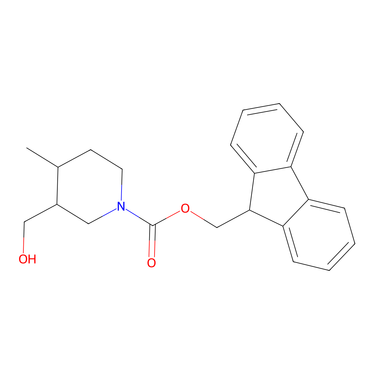 (9H-fluoren-9-yl)methyl 3-(hydroxymethyl)-4-methylpiperidine-1-carboxylate molecular structure, CAS 2273450-85-2
