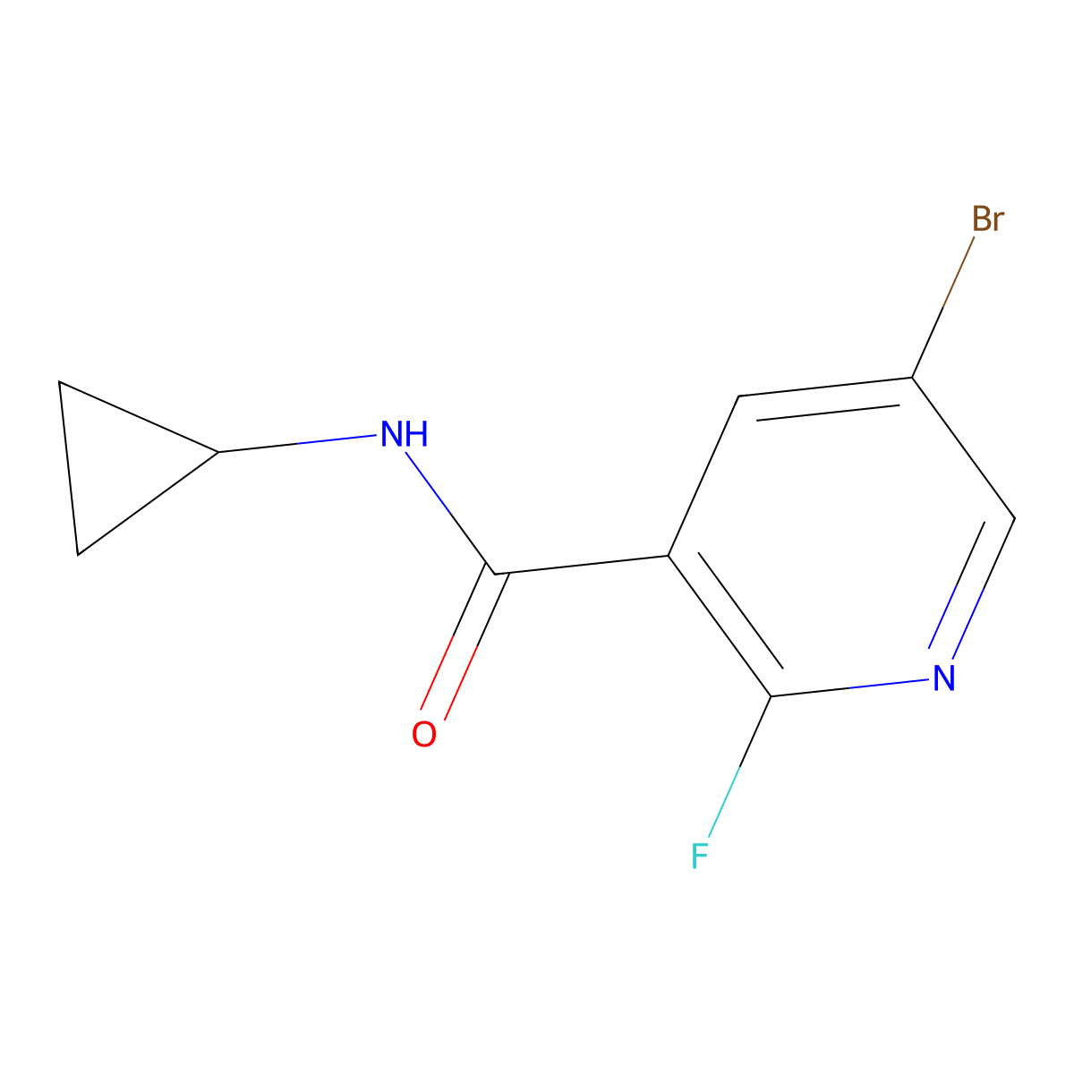 5-Bromo-N-cyclopropyl-2-fluoronicotinamide molecular structure, CAS 2273513-47-4