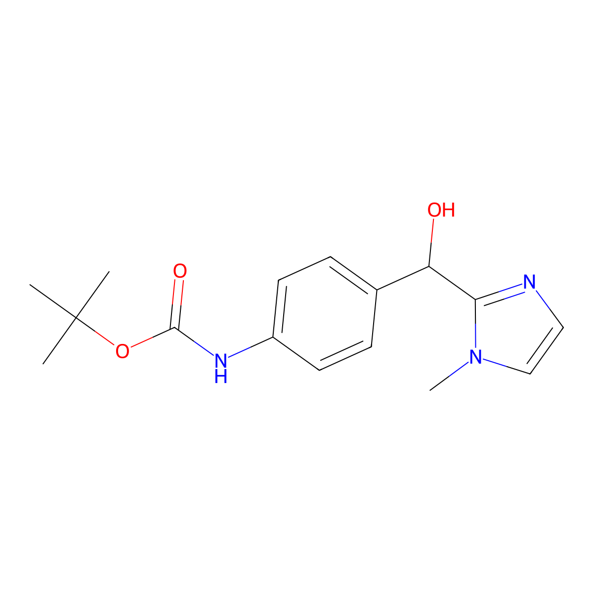 tert-butyl N-{4-[hydroxy(1-methyl-1H-imidazol-2-yl)methyl]phenyl}carbamate molecular structure, CAS 2273515-86-7